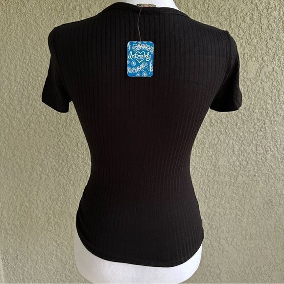 NWT Intimately Free People XYZ Scoop neck black crop top ribbed Sz XS - Picture 6 of 7